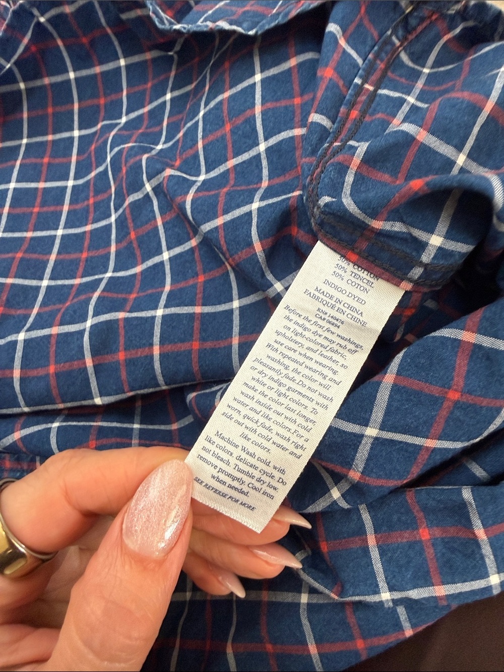 Faherty Lighthouse Shirt Dress Indigo Plaid Check Nautical Coastal Size XS - Picture 7 of 8